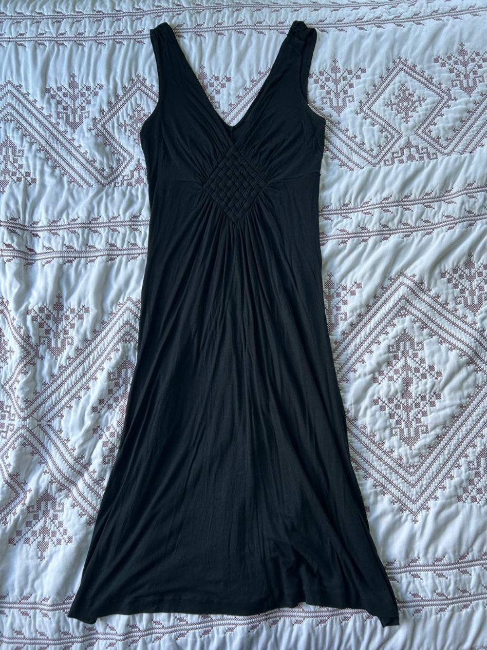 Banana Republic Black V-Neck Maxi Dress with Braided Front